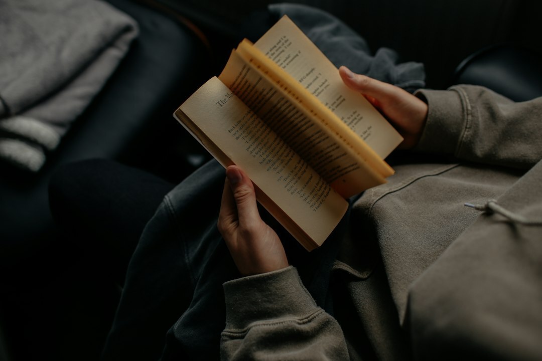 person reading insightful book