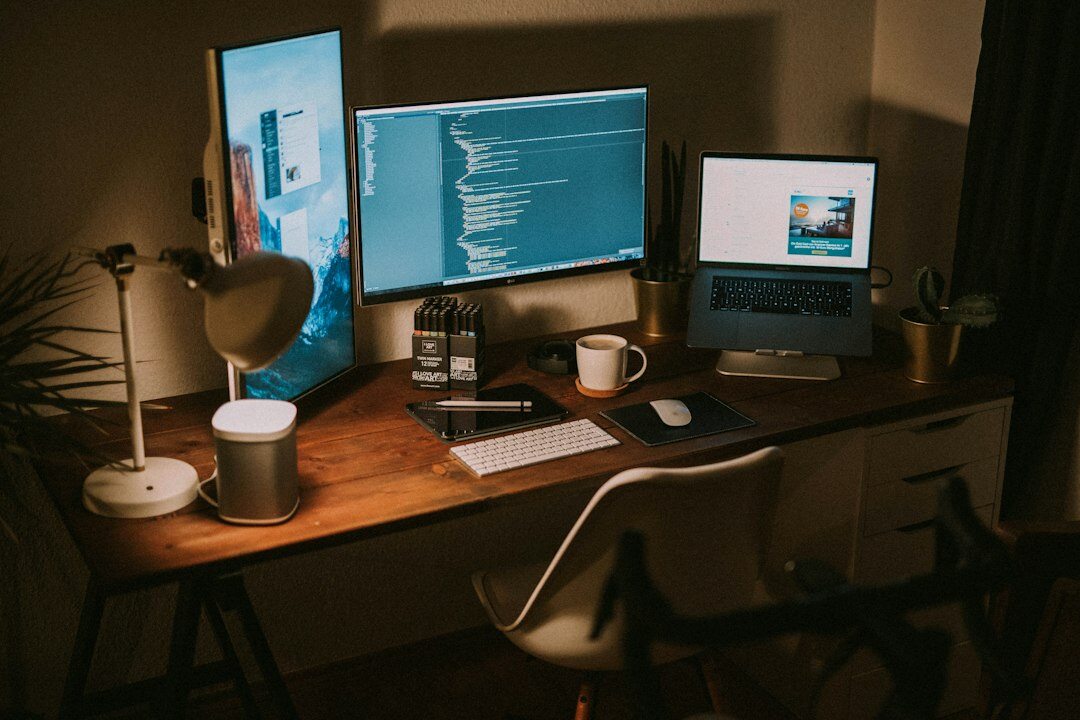 modern research desk setup